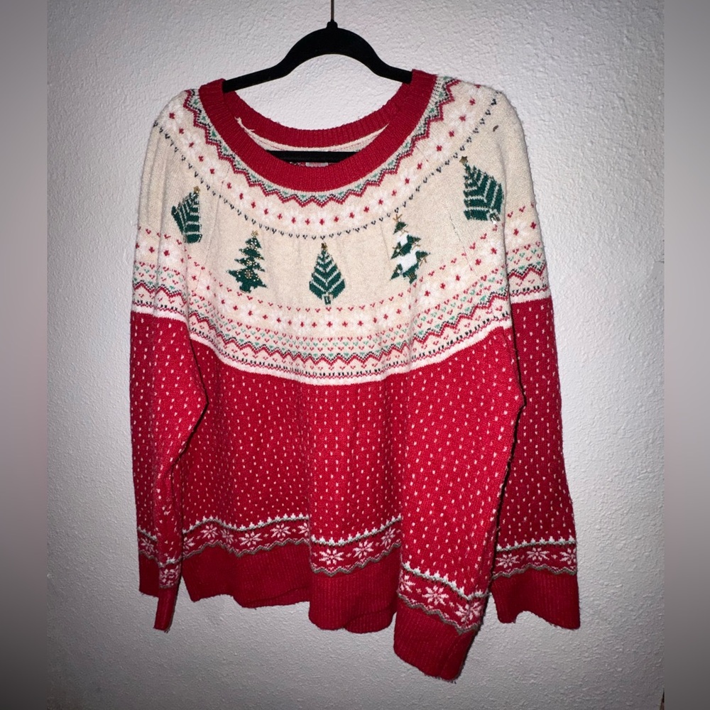 Cozy Red and Cream Holiday Sweater